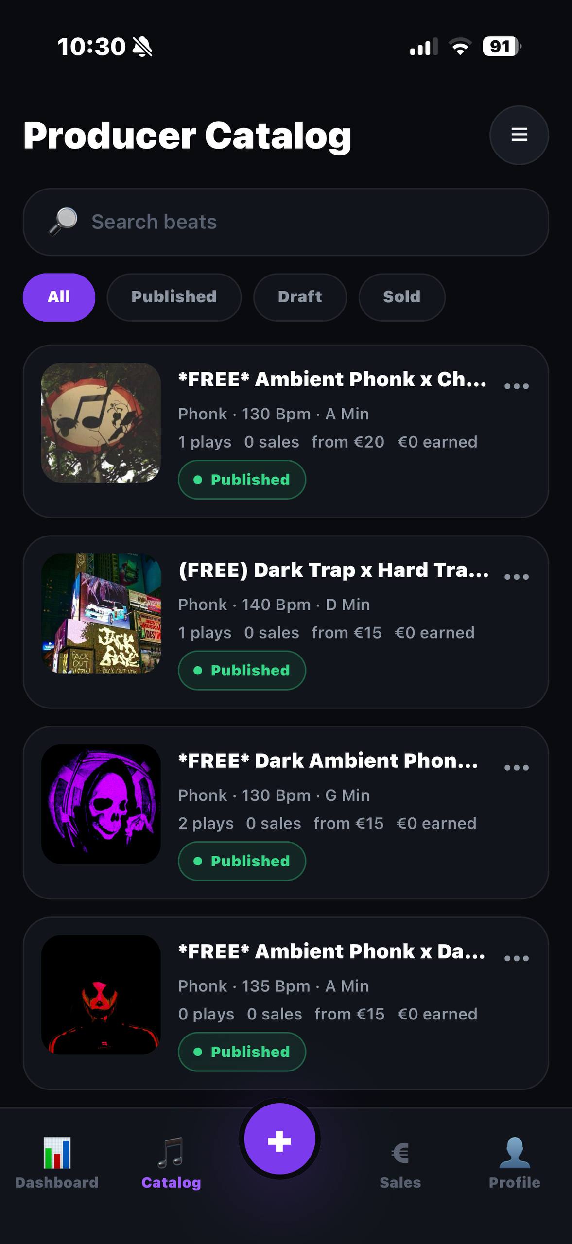 Your beat catalog